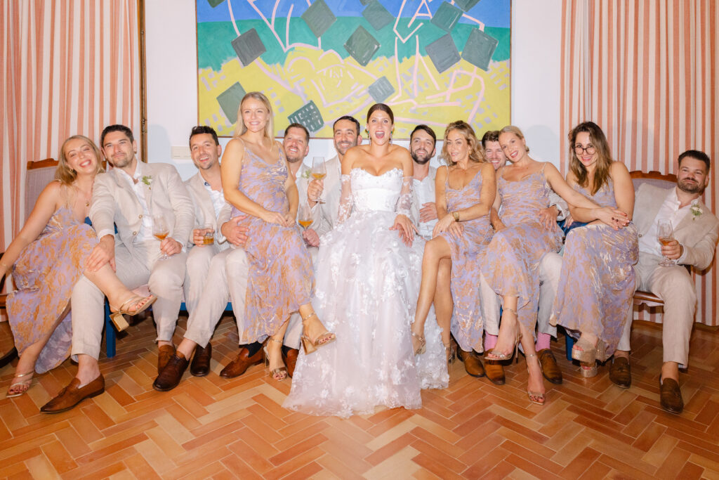 Fun wedding party photo indoors Mallorca